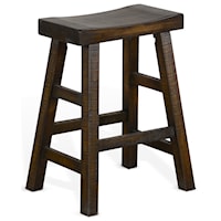 Solid Wood 24"H Saddle Seat Stool, Wood Seat