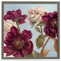 Peony Wall Art with Faux Wood Frame and Glass