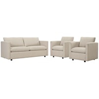 Activate Contemporary 3-Piece Upholstered Living Room Set - Beige