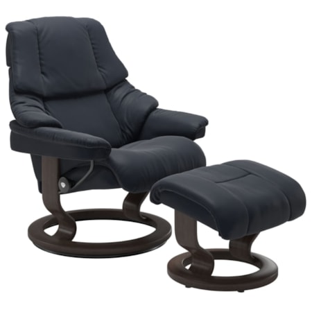 Medium Chair & Ottoman with Classic Base