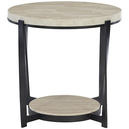 Contemporary Side Table with Round Stone Top