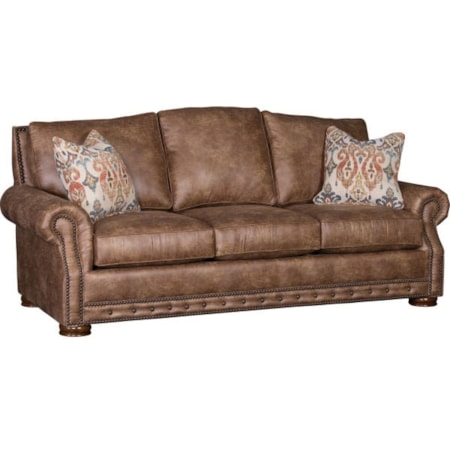 Sofa with Bun Feet and Nailhead Trim