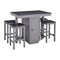 Transitional Counter-Table Dining Set with Stools