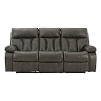 Faux Leather Reclining Sofa w/ Drop Down Table & USB Charging