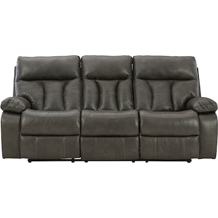 Faux Leather Reclining Sofa w/ Drop Down Table & USB Charging