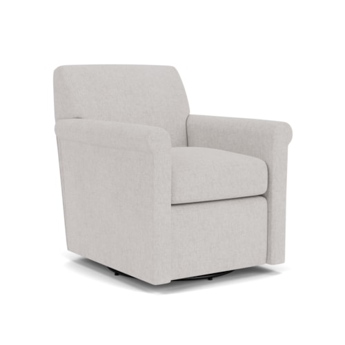 Transitional Swivel Chair with Petite Rolled Arms