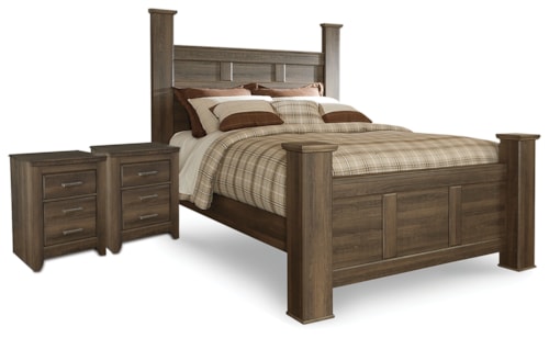 Queen Poster Bed And 2 Nightstands