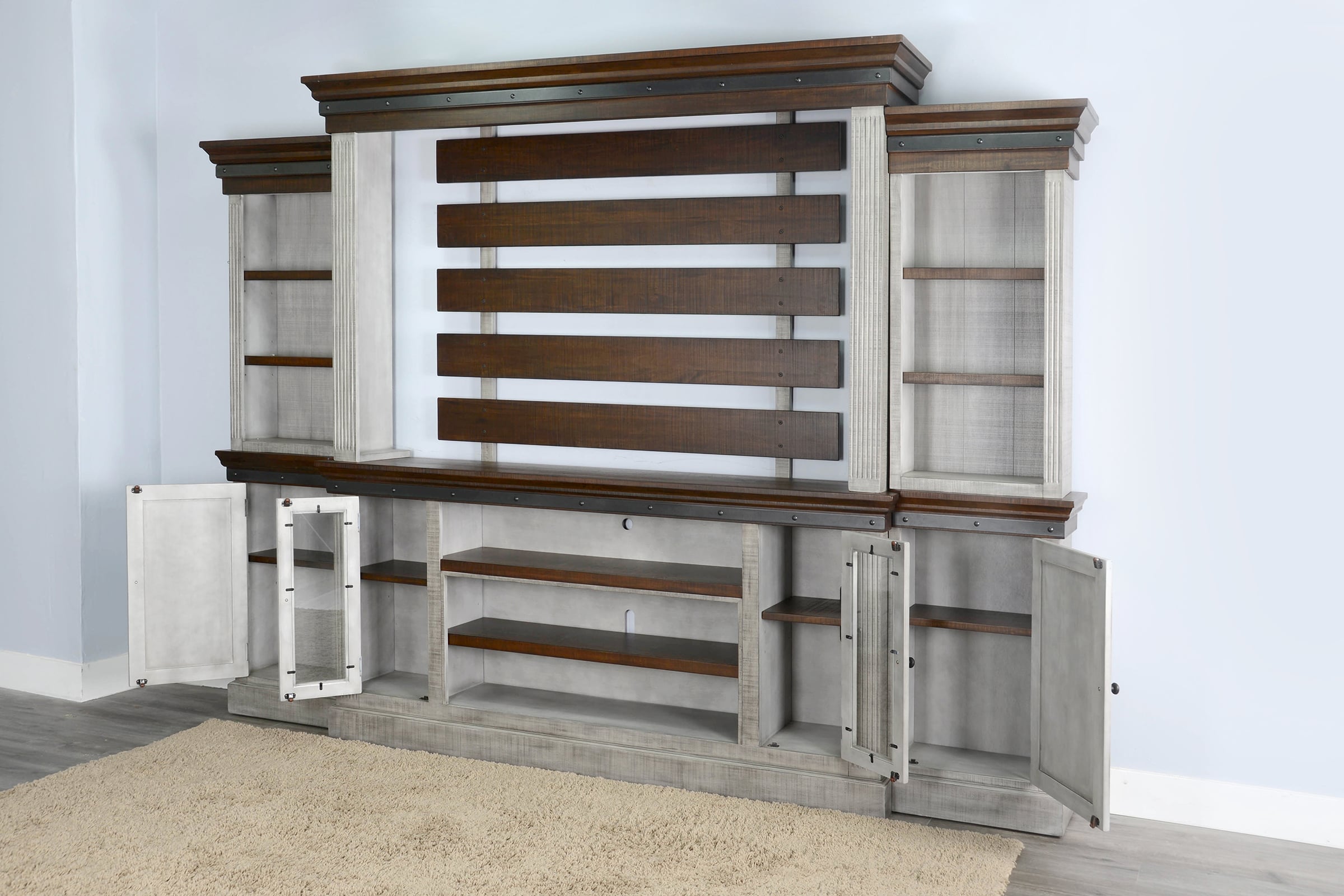 Entertainment Wall with Fireplace Insert