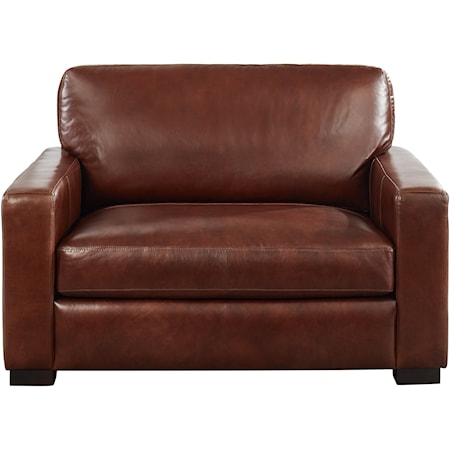 Contemporary Leather Chair & Ottoman