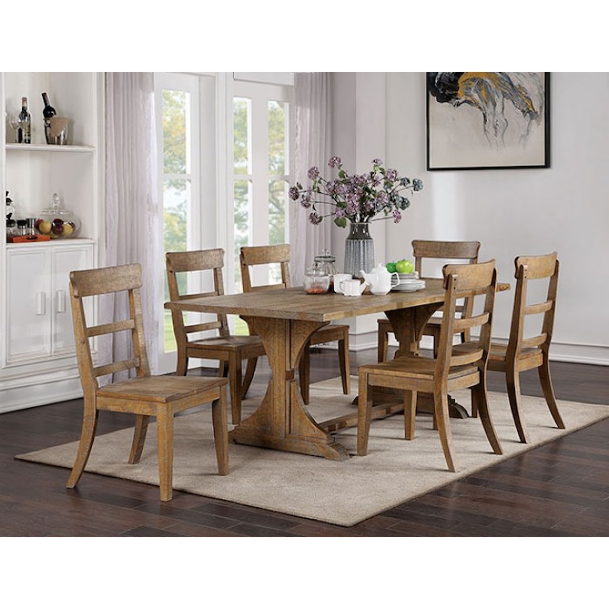 Furniture of America Leonidas 7-Piece Dining Table Set