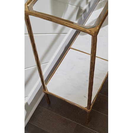 Antique Brass Finish Console Table