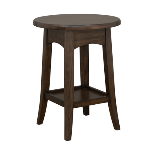 Transitional Round Accent Table with Lower Shelf