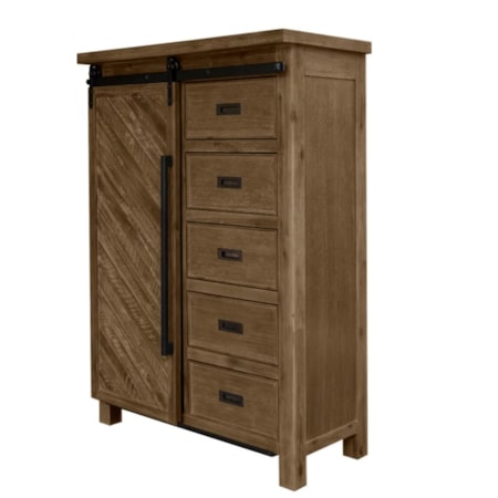 5-Drawer Chest with Sliding Door