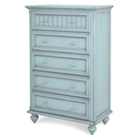 Coastal 5-Drawer Bedroom Chest - Bleu