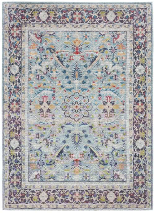 5'3" x 7'6" Teal/Multicolor Rectangle Rug
