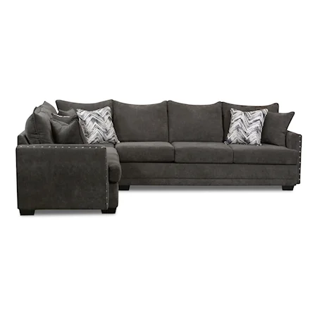 Contemporary Sectional Sofa with Nailhead Trim