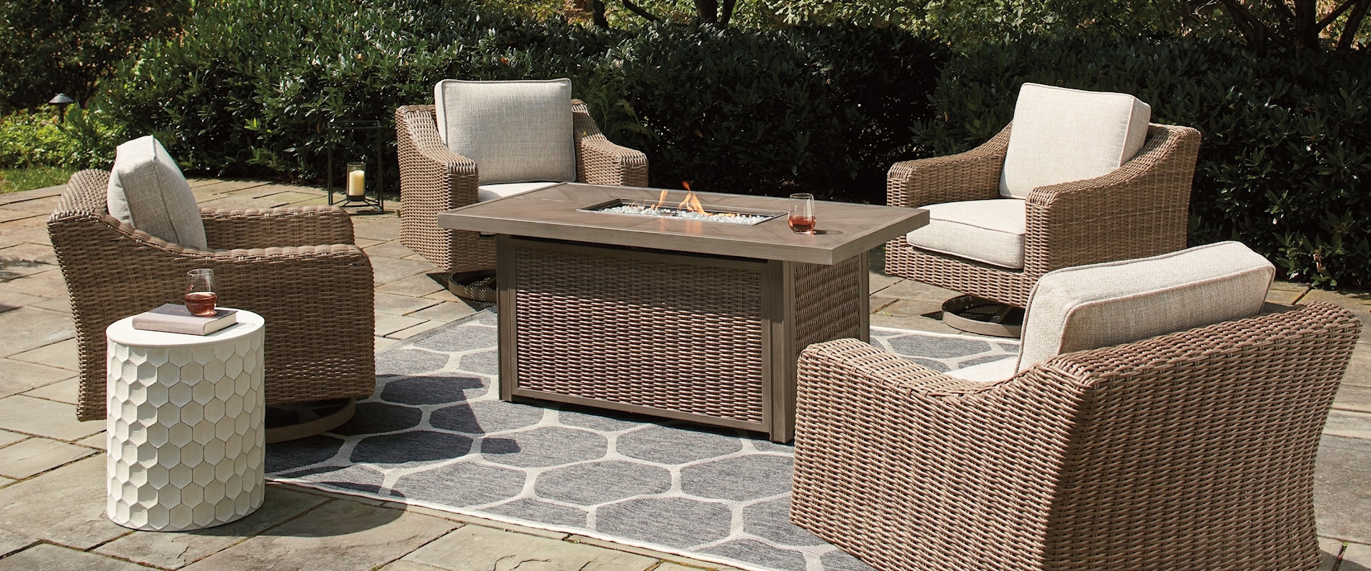 5-Piece Outdoor Fire Pit Table with 4 Chairs