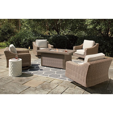 5-Piece Outdoor Fire Pit Table with 4 Chairs