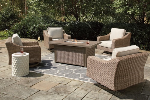 5-Piece Outdoor Fire Pit Table with 4 Chairs