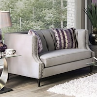 Transitional Love Seat with Nailhead Trim and Button Tufting