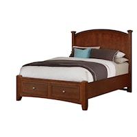 Transitional King Poster Bed with Storage Footboard