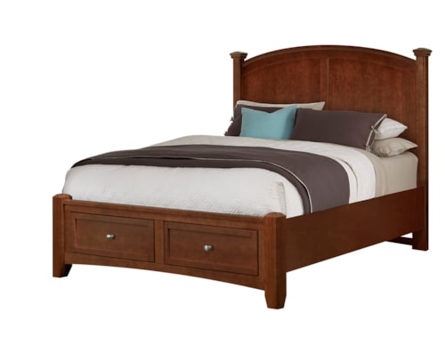 Transitional Queen Poster Bed with Storage Footboard