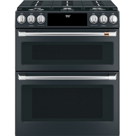 Café 30 Inch Slide-In, Front-Control, Dual-Fuel, Double-Oven Range with Convection Matte Black