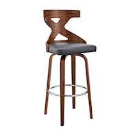 30" Swivel Upholstered Barstool with Cross Back