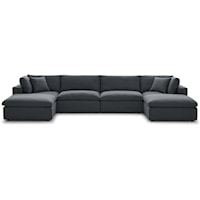 Down Filled Overstuffed 6 Piece Sectional Sofa Set