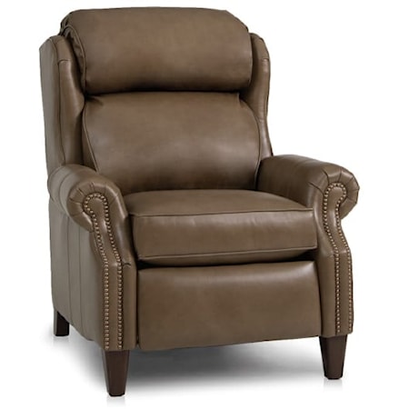 Traditional Pressback Reclining Chair with Rolled Arms