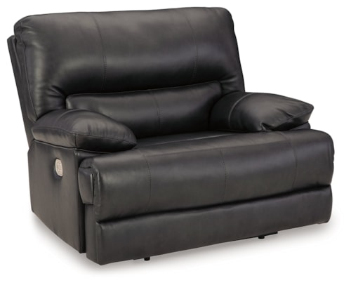 Leather Match Power Recliner with Adjustable Headrest
