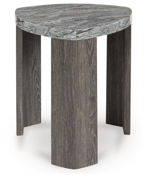 Triangle End Table with Faux Marble Top