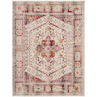 7'10" x 9'10" Ivory Red Rectangle Rug