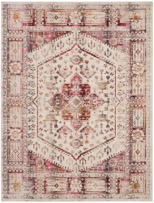 7'10" x 9'10" Ivory Red Rectangle Rug