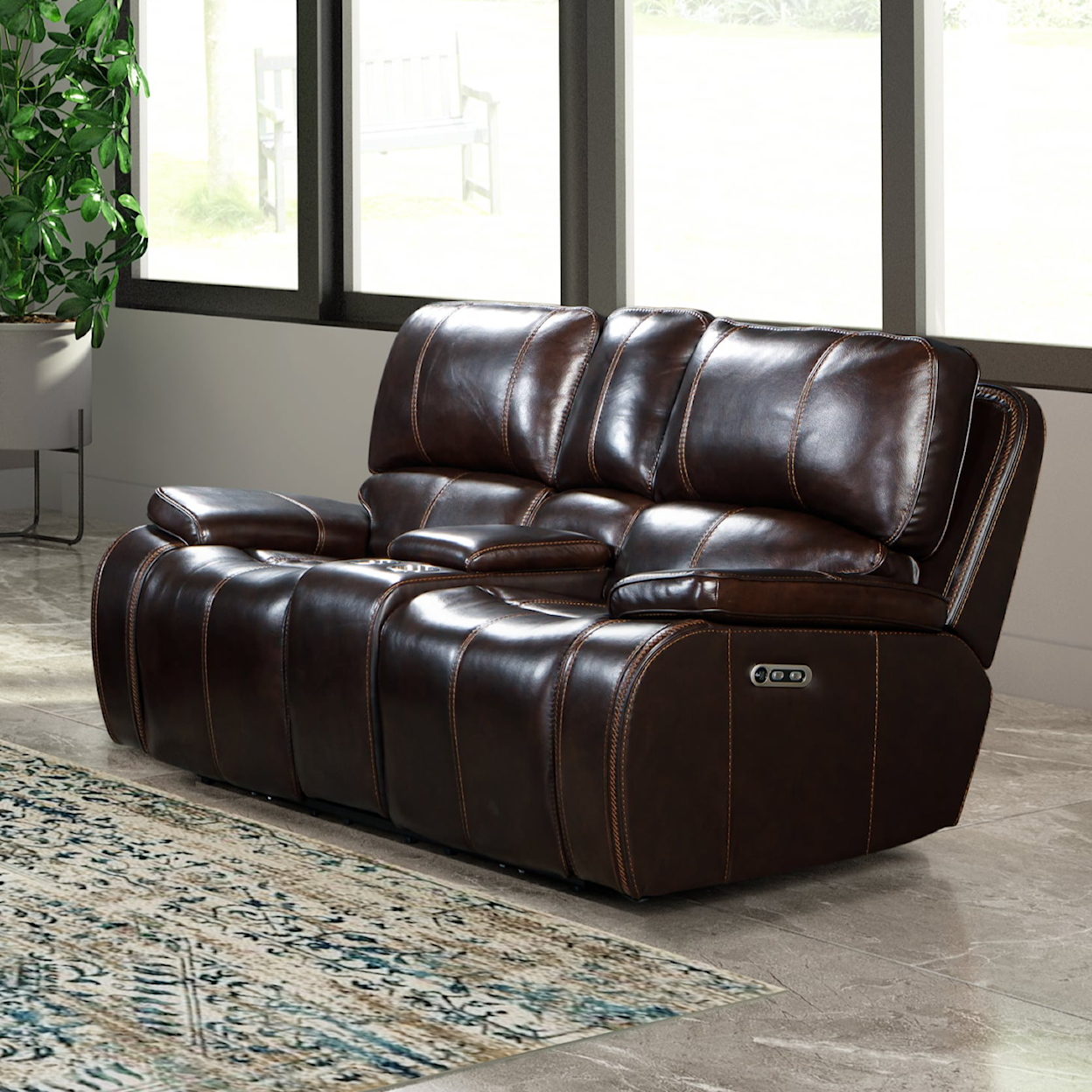 New Classic Furniture Brookings Dual Reclining Leather Loveseat