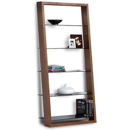 Contemporary Leaning Shelf wit Glass Shelves