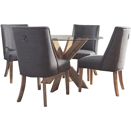 Contemporary Adler 5-Piece Dining Set with Upholstered Chairs