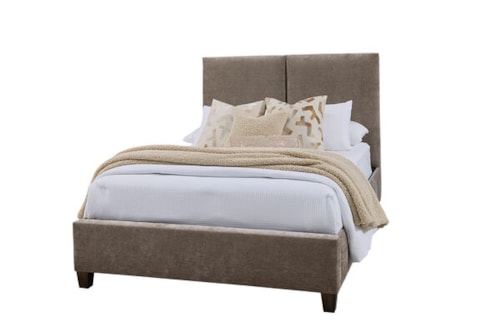 Transitional Queen Upholstered Bed with Wood Legs