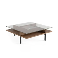 Contemporary Square Coffee Table with Glass Top