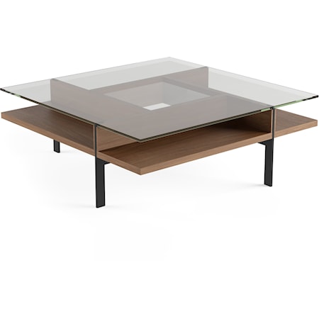 Contemporary Square Coffee Table with Glass Top