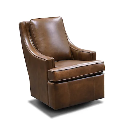 Casual Upholstered Swivel Chair with Slope Arms