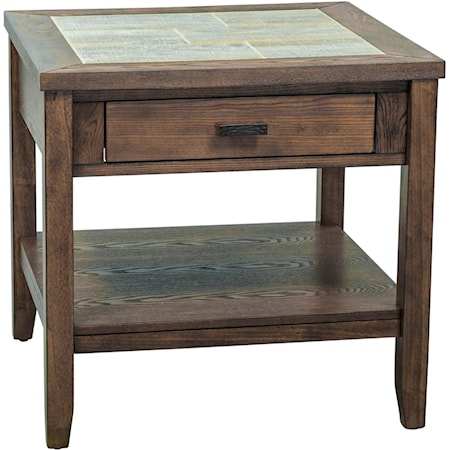 Transitional End Table with Ceramic Tile Top