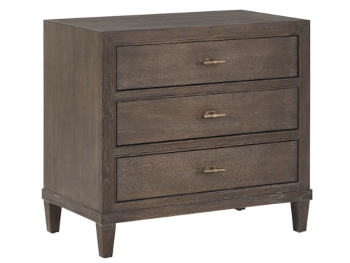 Transitional 3-Drawer Nightstand with USB Ports