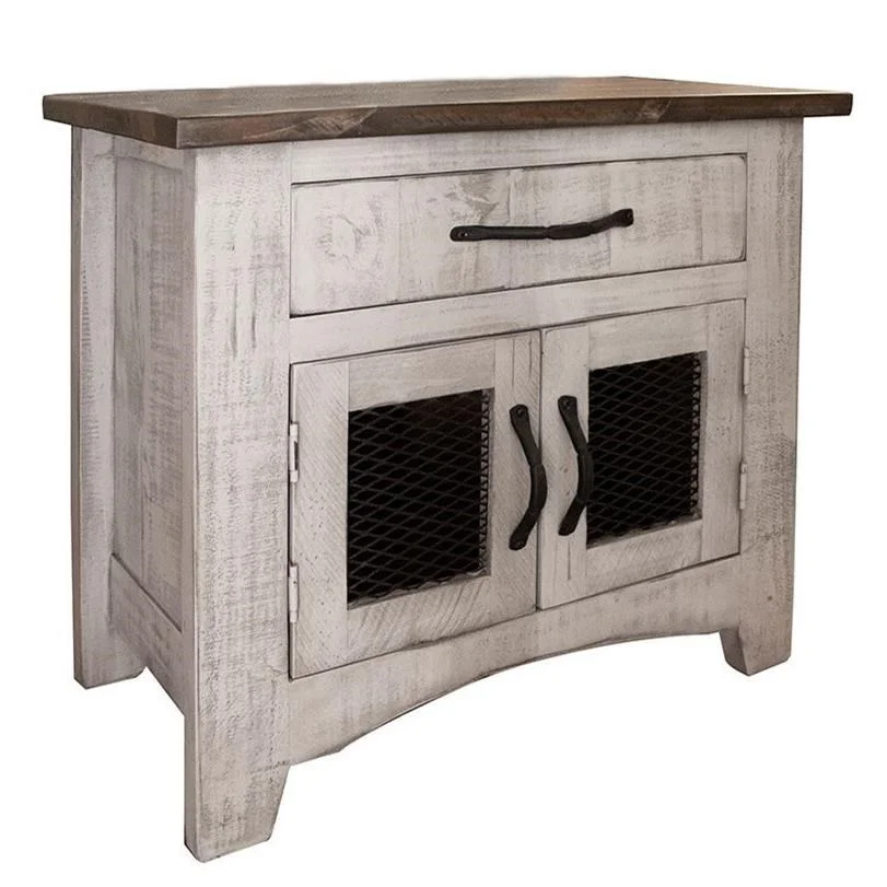 International Furniture Direct Pueblo 1440280 Rustic Nightstand with 1