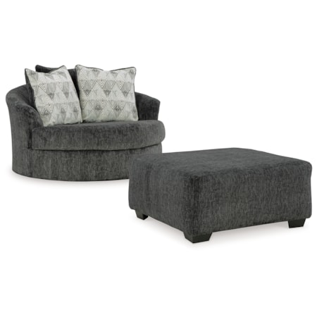 Oversized Swivel Chair And Ottoman