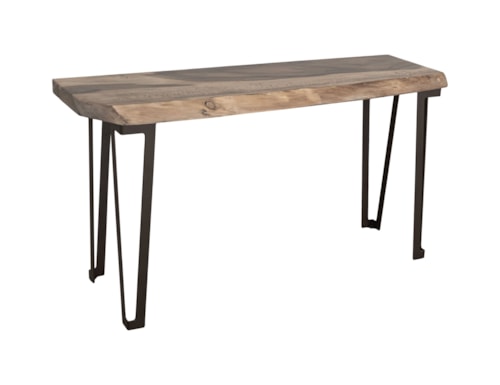 Rustic Live Edge Sofa Table with Metal Base