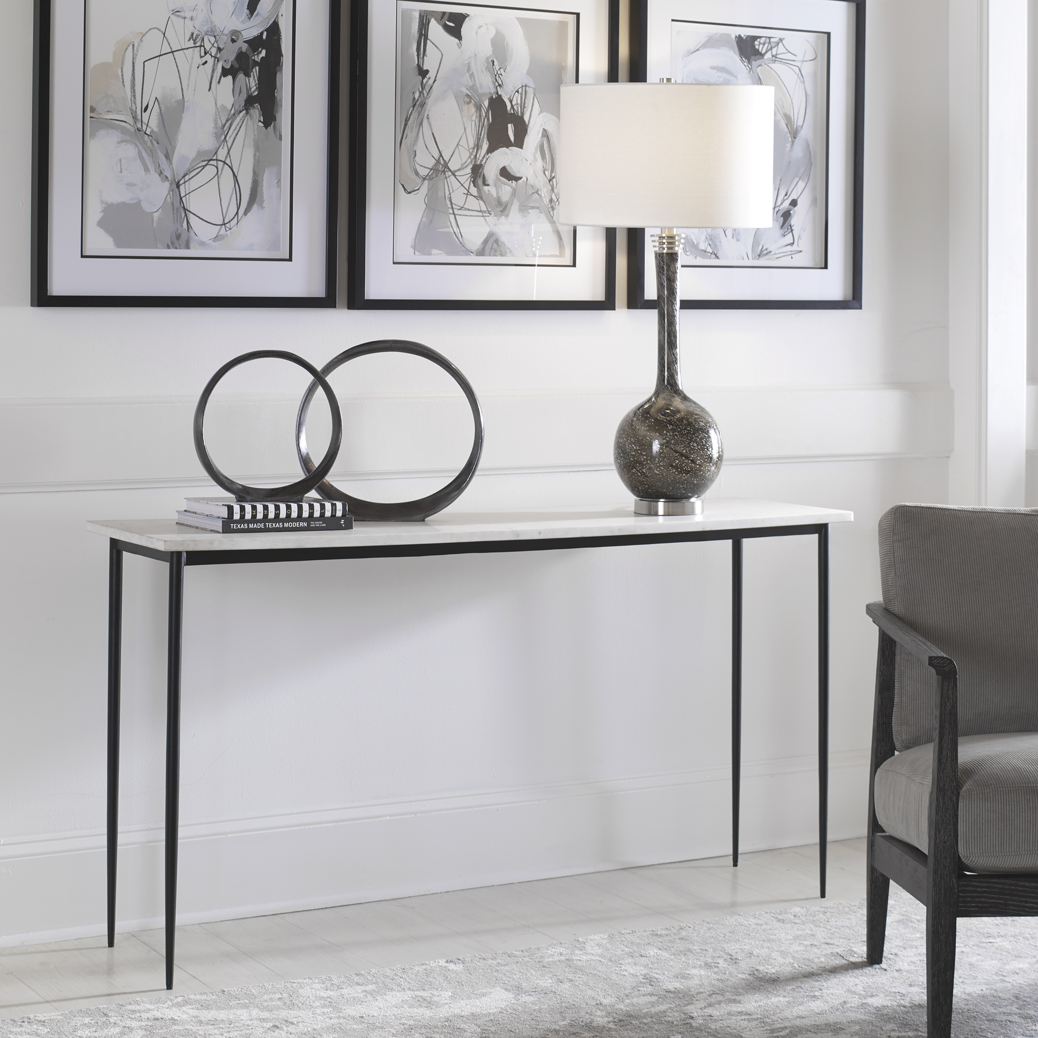 Uttermost Nightfall Nightfall White Marble Console Table