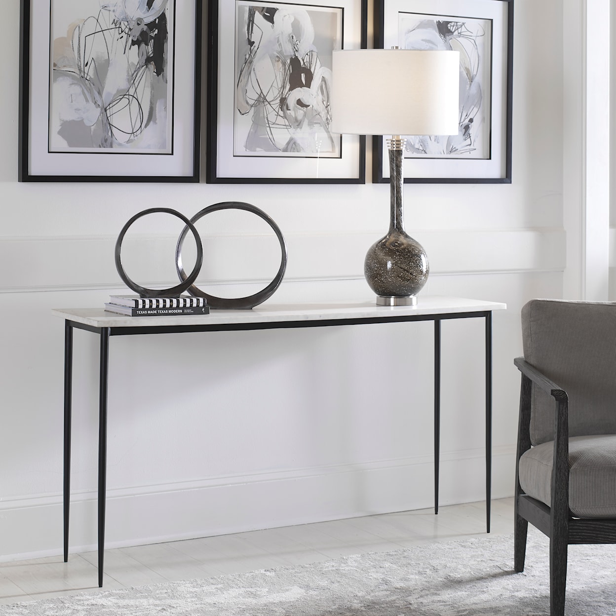 Uttermost Nightfall Nightfall White Marble Console Table