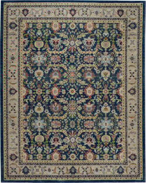 8'11" x 11'10" Navy/Multicolor Rectangle Rug