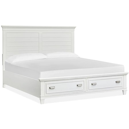 Complete Cal.King Panel Storage Bed - White